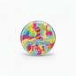 Round pinback badge with '1', balloons, cake, and text 'One Year Old I'm 1'.