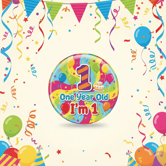 1 Year Old Birthday Pinback 2.25-inch