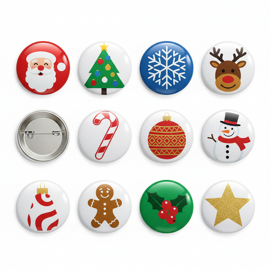 10 Pcs Assorted Christmas Xmas Pinback 1.25-inch