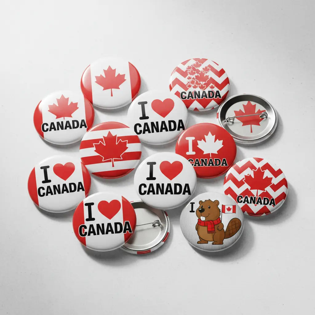 10 Pcs I love Canada Button Pinback 2.25-inch
