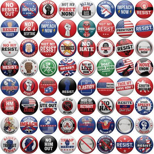 100 Pcs Resist Assorted Anti-Trump 2.25-inch
