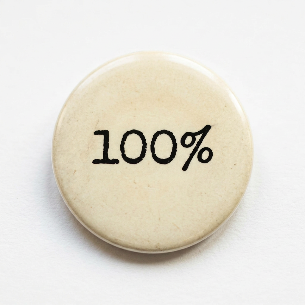 100 Percent Typewriter Keys Pin Button 2.25-inch