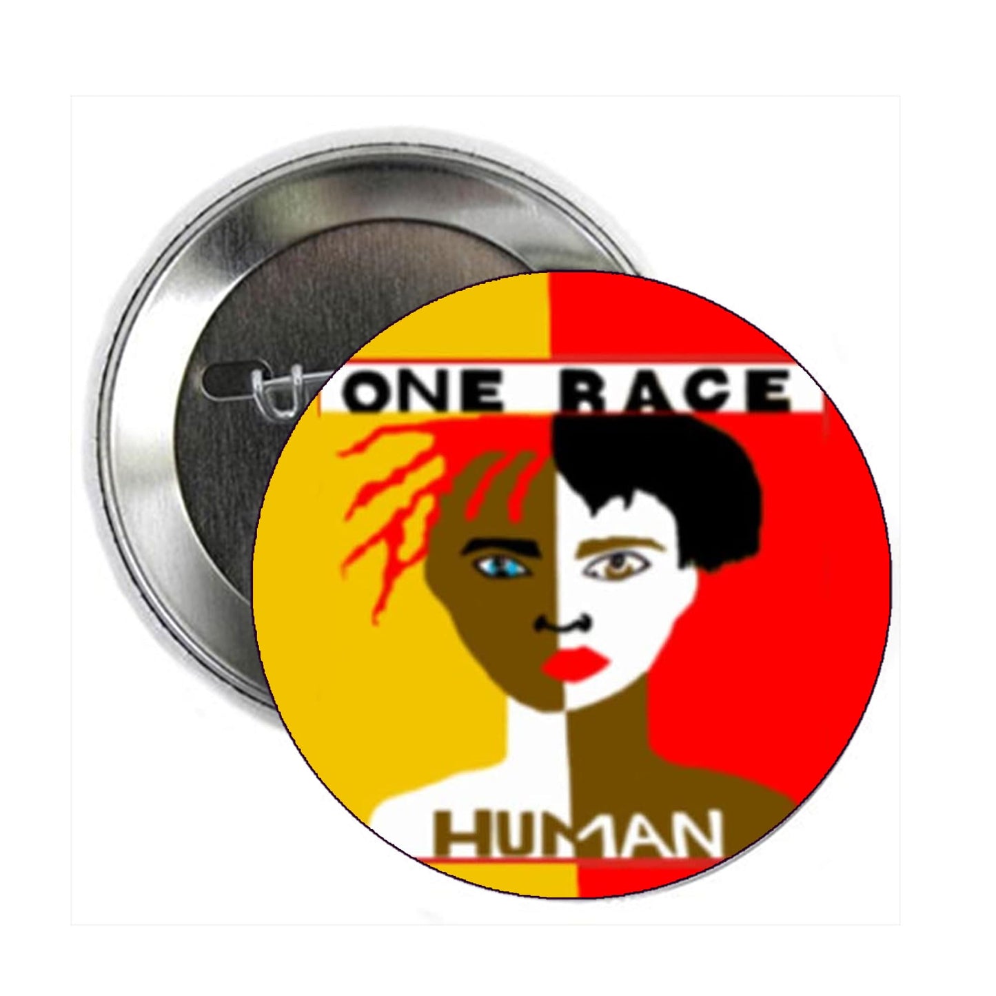 10 Pcs Anti Racism One Race Human 2.25" Pinback Badge Brooch