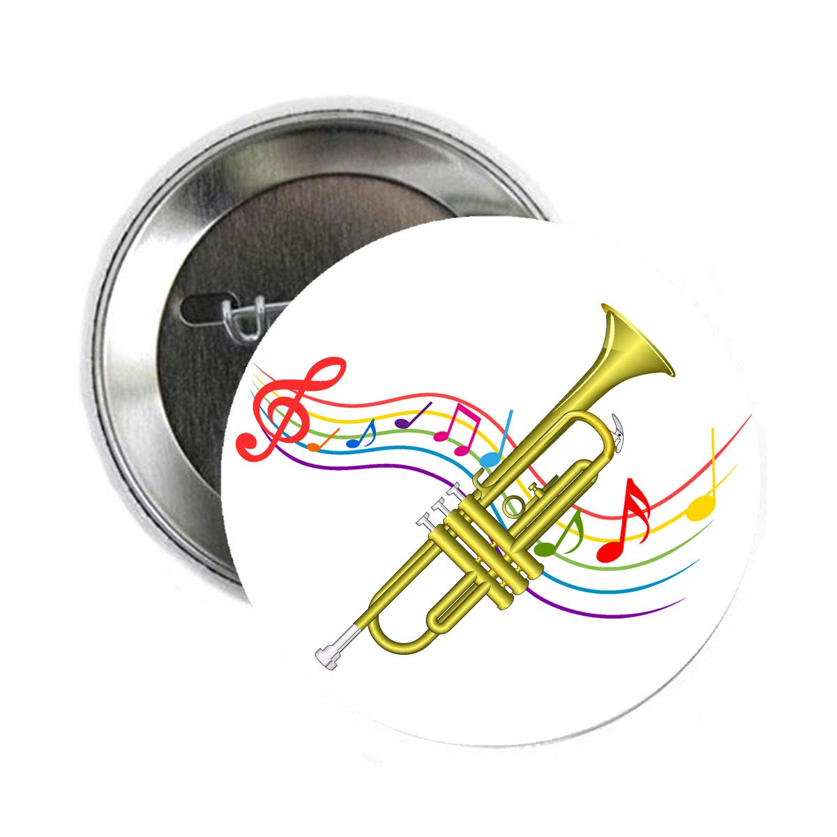 Trumpet Cartoon Clipart 2.25" Pinback for Jackets, Backpacks, etc.
