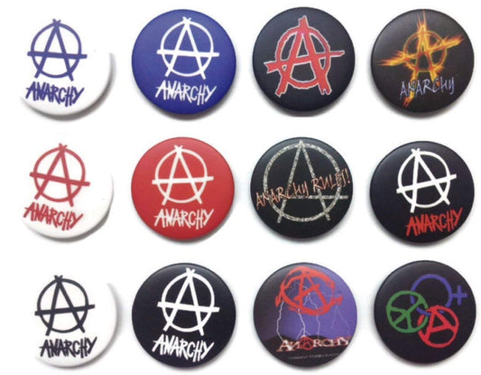ANARCHY Symbol (2) Awesome Quality Lot 12 New Pins Pinback Buttons Badge 1.25"