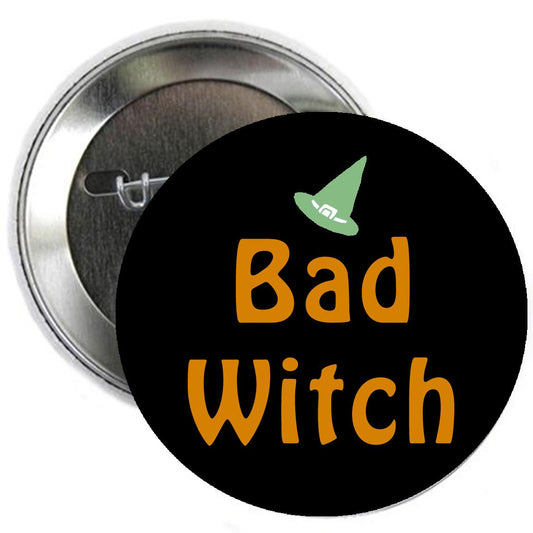 Bad WitchHallowen Pinback Button Brooch 1.25"