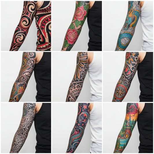 10 Pcs Set Tattoos Cooling Arm Sleeves Cover Body Arm Stockings Tatoo Golf Sport US Default Title