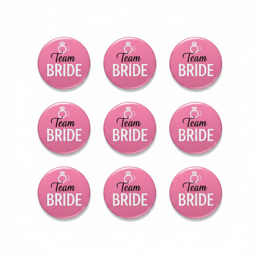 10 Pcs Set Team Bride Pink Button Pin Drawing Wedding Bachelor Marriage Default Title