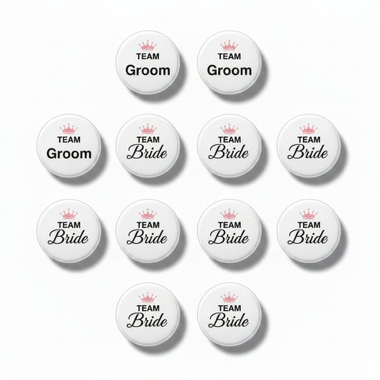 10 Pcs Set Team Bride White Button Pin Drawing Wedding Bachelor Marriage Default Title