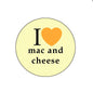 Felt badge reel with round I heart mac and cheese text badge