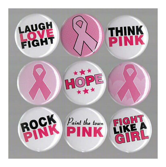 BREAST CANCER AWARENESS pin button set pink ribbon hope