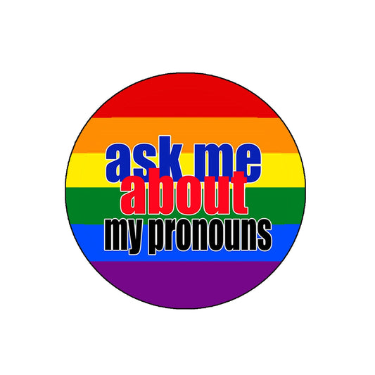 5 Pcs Ask Me About my Pronouns LGBT Pride Pinback Button Pin (1.25") Pinback for Jackets, Backpacks, small mini