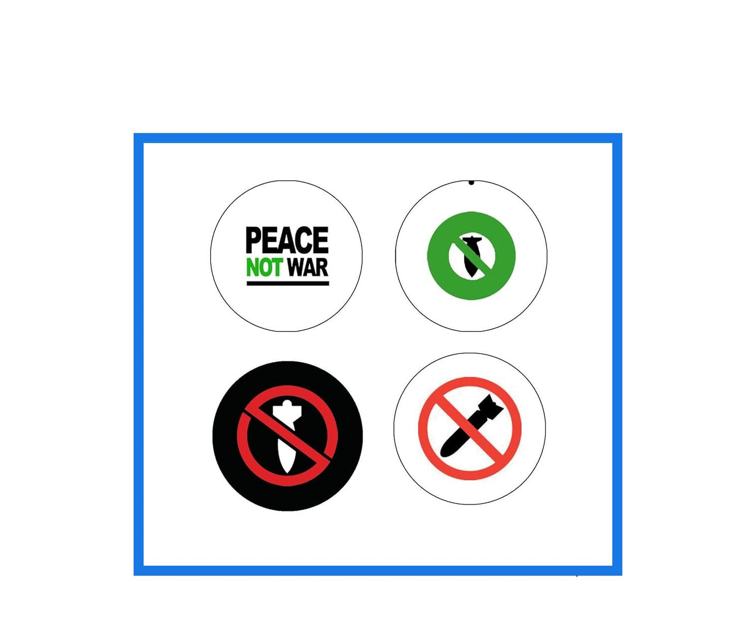 4 Pcs Set Ban the Bomb 1.25-inch Pinback Button Pin Anti War Hippie