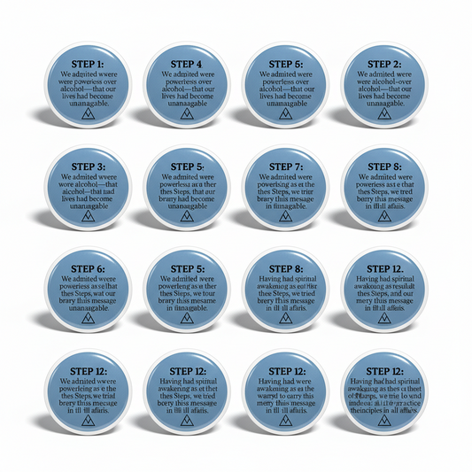Set 12 Pcs Alcoholics Anonymous Steps Pinback 2.25-inch