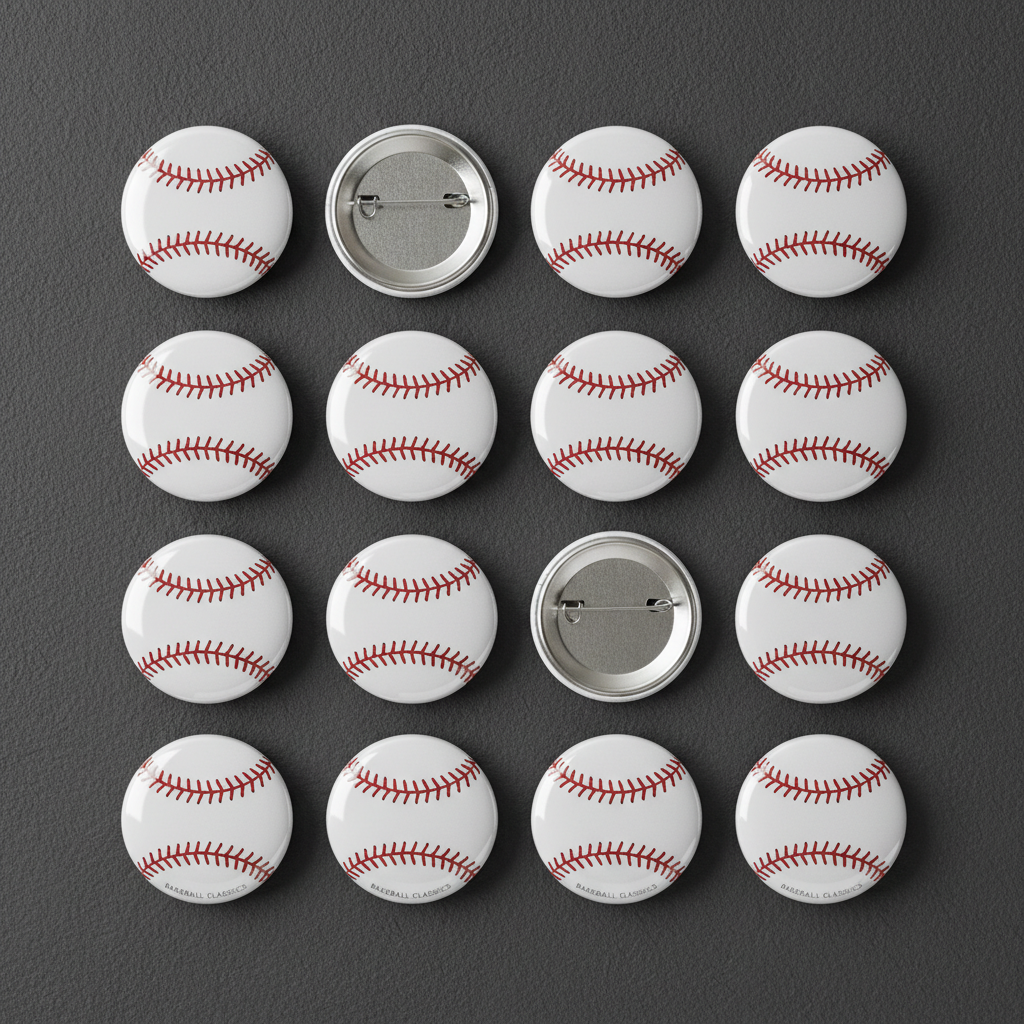 12 Pcs Baseball Balls Pinback 1.25-inch