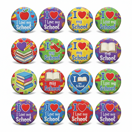 100 pcs I Love my School Pinback 1.25-inch