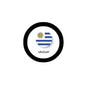 Round Uruguay flag keychain bottle opener with black outer ring and 'URUGUAY' text