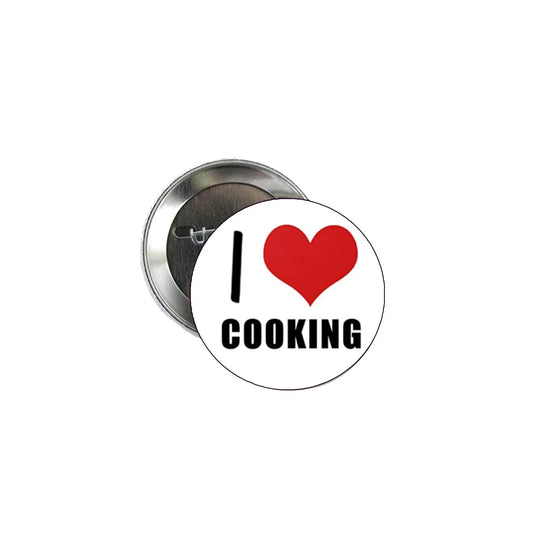 I Love Cooking Pinback Badge 2.25-inch ~ White Default Title
