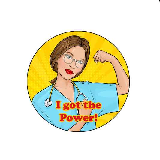 5 Pcs I Got the Power Nurses Nurse Pinback Button Pin Karl Marxism Pinback for Jackets, Backpacks, small 1.25" v2
