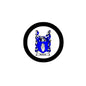 3-inch round Brome family crest coat of arms magnet, black ring with blue shield