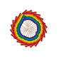 Rainbow LGBT-flag toothpicks fanned in a circular bundle