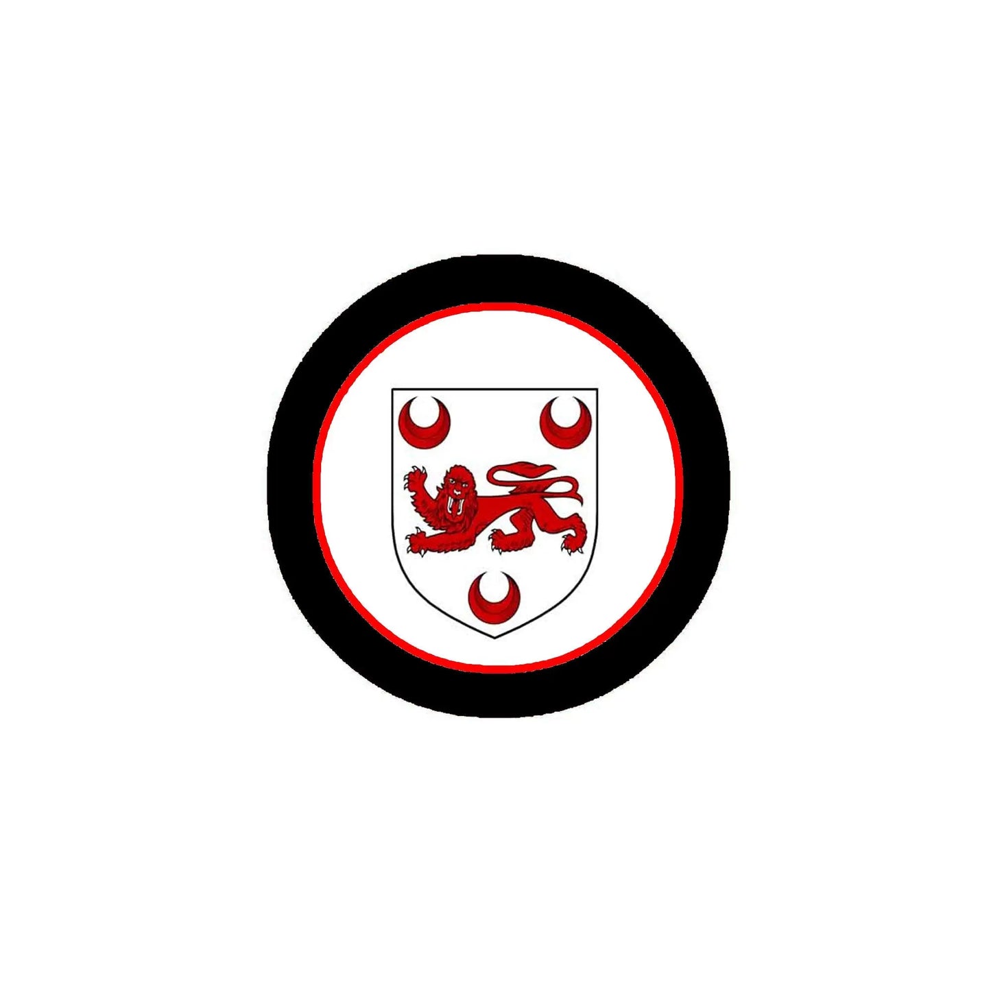 3-inch circular coat-of-arms magnet with red-and-white shield and lion crest