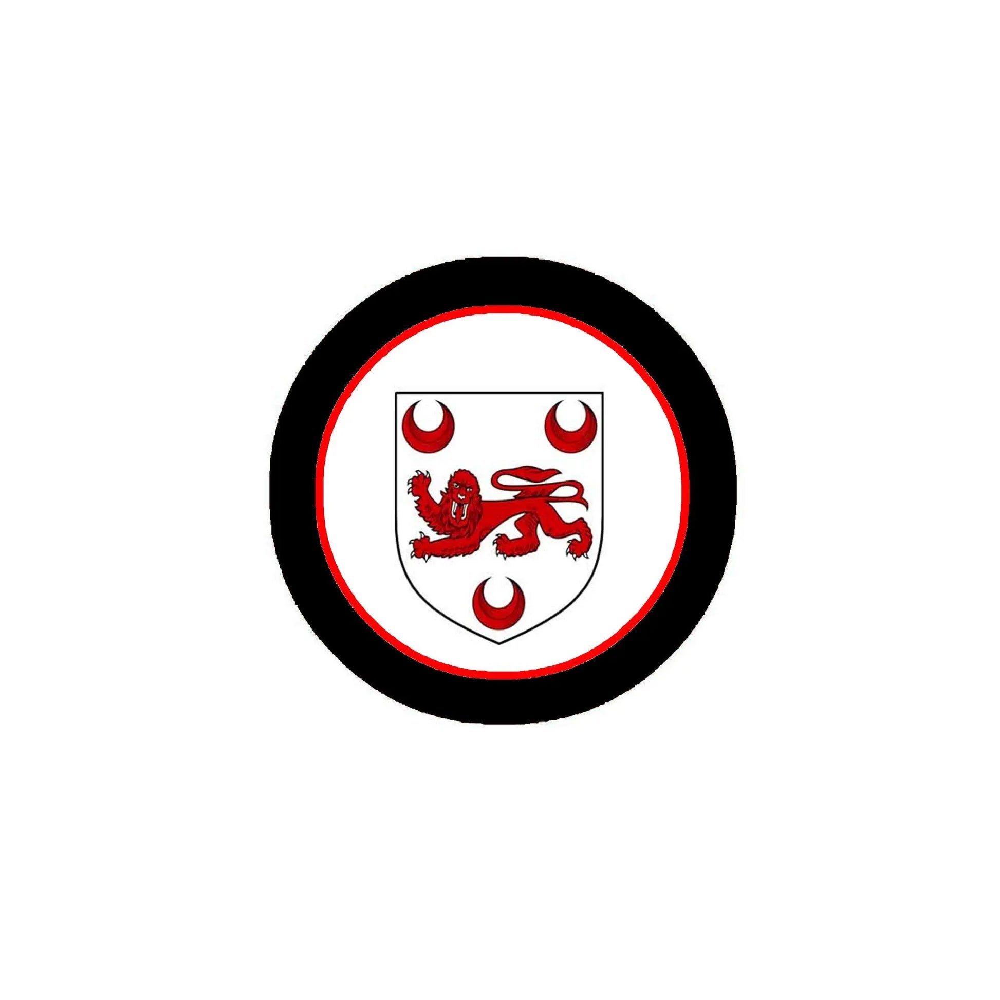 3-inch circular coat-of-arms magnet with red-and-white shield and lion crest