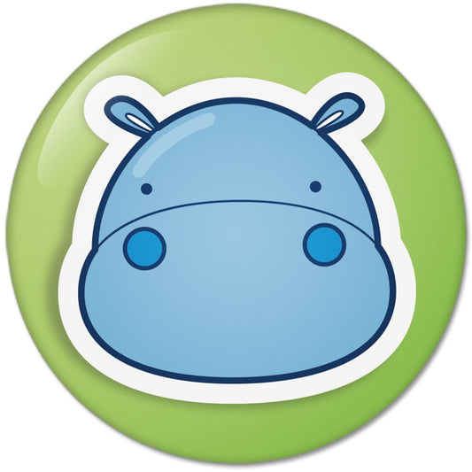 Wild Animal Stickers Hippopotamus : Pinback Buttons 1.25 Inch (32mm)