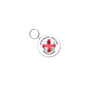 2.25-inch round England football soccer keychain with red cross and metal ring