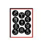 Zodiac symbol fridge magnets set, 12 round black icons with constellation signs