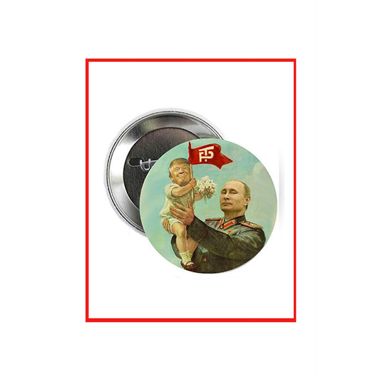 Zeti 1 Pc Child Trump with his Daddy Anti Political Pinback Button Badge 2.25-inch Red Unisex Pin