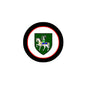 3-inch circular coat-of-arms crest magnet with green shield and lion figure