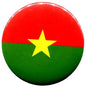 Round pinback badge with Burkina Faso flag design: red-green halves and yellow star