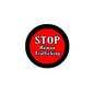 2.25-inch Stop Human Trafficking pinback button with red center and black border