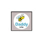 Smiling bee pinback button with 'Daddy to bee' text, 2.25-inch