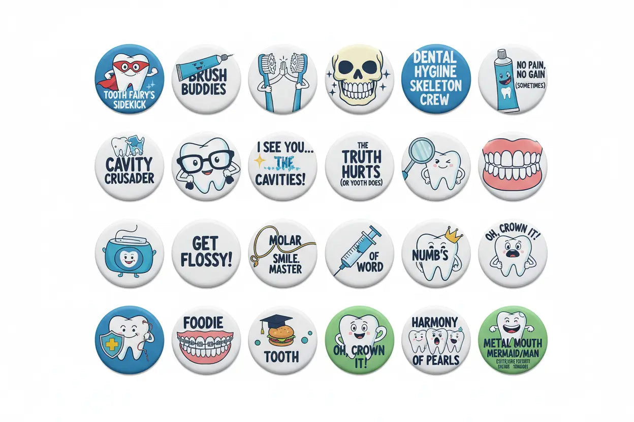16 Pcs Dentist Humor Collection Pinback 1.25-inch - My Pinbacks
