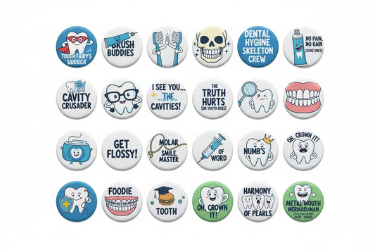 16 Pcs Dentist Humor Collection Pinback 1.25-inch - My Pinbacks