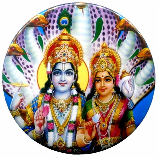 Vishnu & Lakshmi Trance Pin Badge Button Pinback New Made From Thailand
