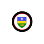 Conlon 3-inch coat of arms round pinback: black rim, red border, shield with eagle