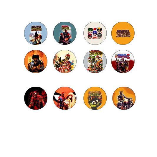 12 Pcs Zombies humor characters 1.25" Pinback Button Pin Brooch