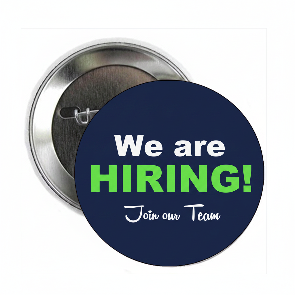 12 Pcs We are Hiring Blue Pinback 2.25-inch