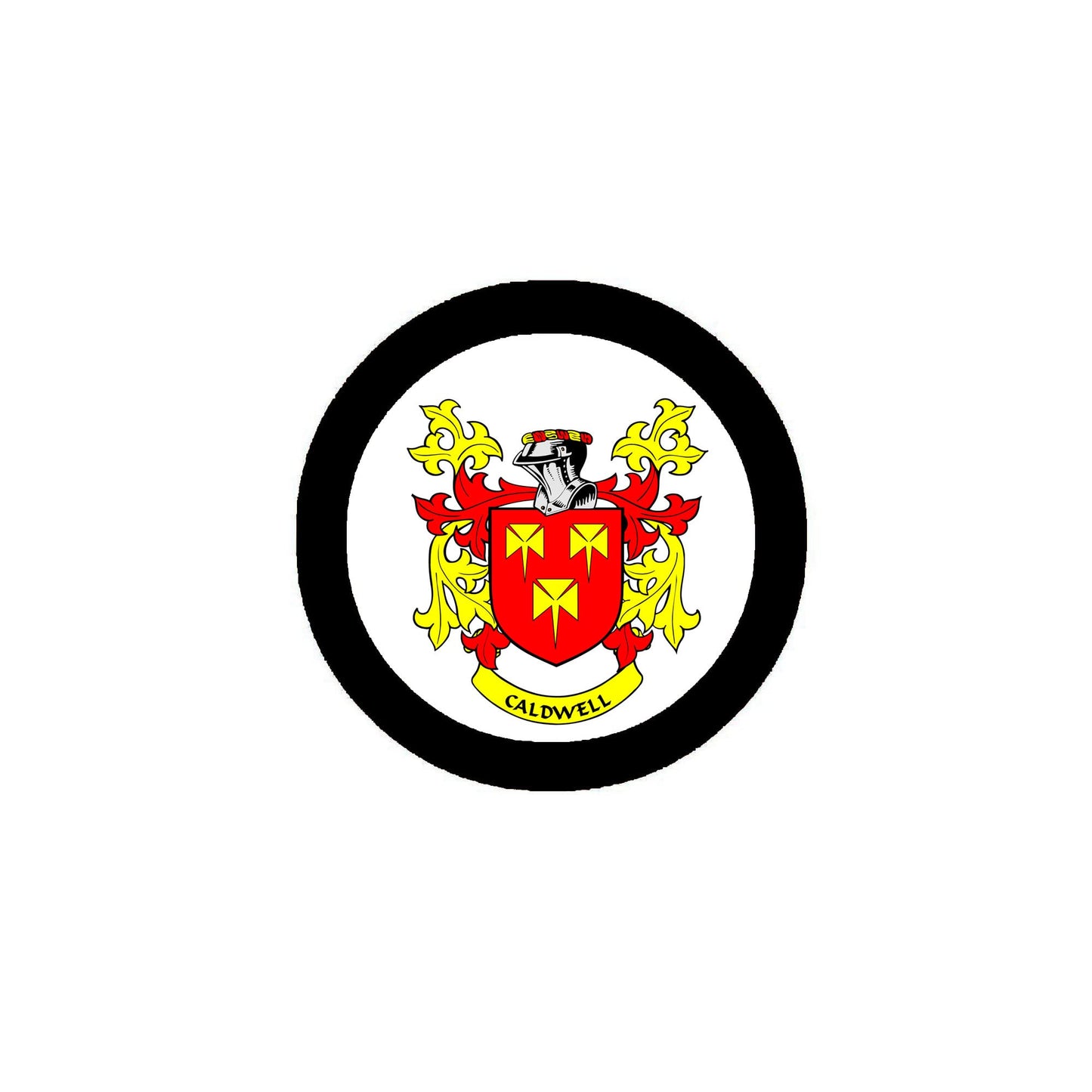 Caldwell Family Crest 3" Coat of Arms Fridge Round Magnet
