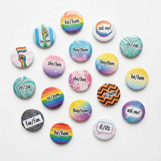 Pronouns Bulk Pinback 1.25-inch 18 Pcs