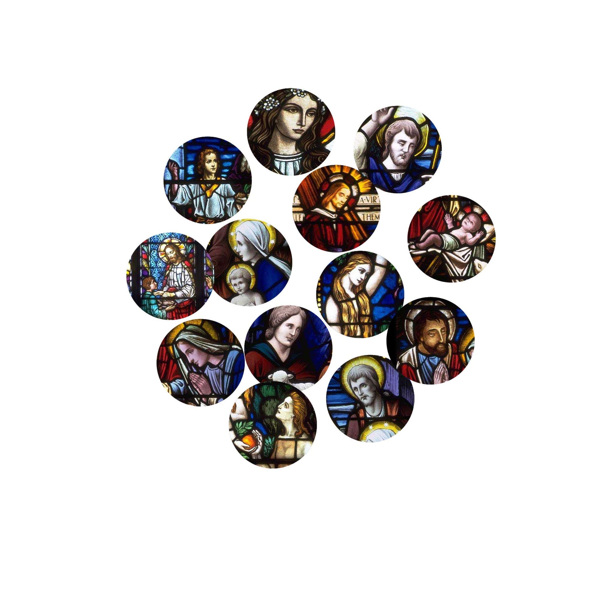 12 Pcs Set Church Windows Religious 2.25-inch Pinback Default Title