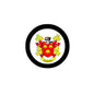 3-inch circular Caldwell coat of arms magnet, black border with colorful shield crest