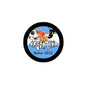 Circular Argentina Qatar 2022 pinback badge with soccer ball and face logo