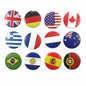 Assorted round country flag pin badges, glossy enamel, 1.25-inch, set of 12