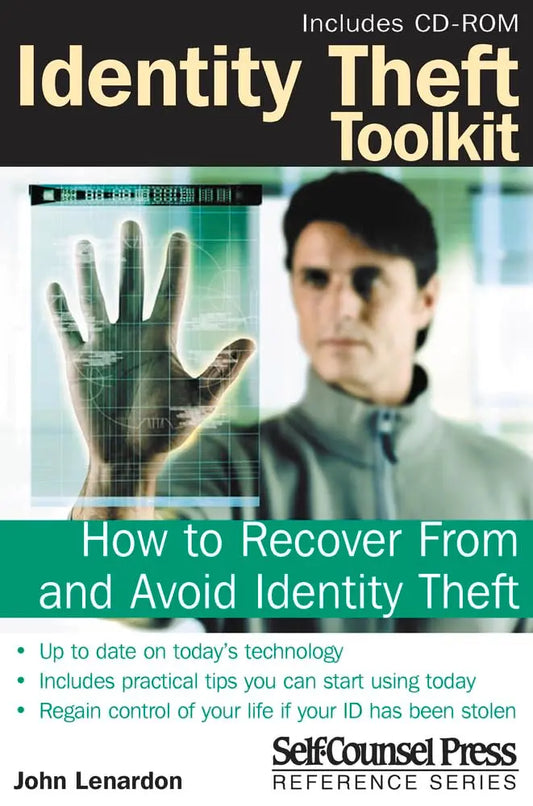 Identity Theft Toolkit reference CD-ROM guide, cover with hand graphic and recovery text
