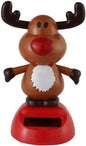 Christmas reindeer solar dancing toy, red nose and antlers on red solar base