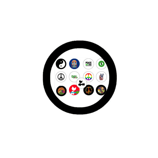 12 Pcs Set Hippie collection Pinbacks Buttons Badges 1.25-inch for Jackets, Backpack, hats